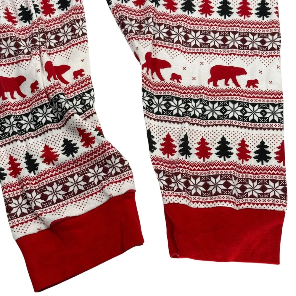 Wondershop Men's Pajama Set XL Bears Snowflakes Trees Christmas White Red Black